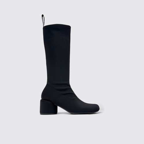 Image of Side view of Niki Black Textile Bootie for Women