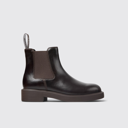 Side view of Dean Brown leather ankle boots for women