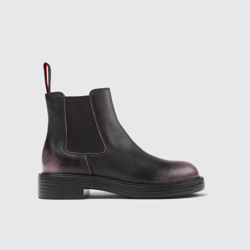 Image of Dean Botines de piel negra y rosa para mujer.