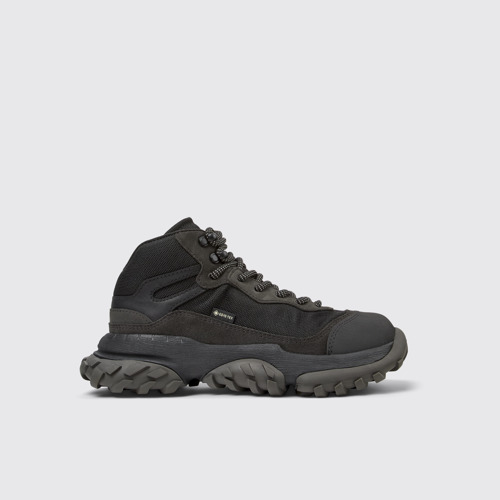 Image of Side view of Karst Trek - GORE-TEX Black and Gray Textile and Nubuck Ankle Boots for Women.