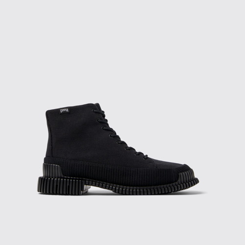 Image of Side view of Pix TENCEL® Black Textile Ankle Boots for Women
