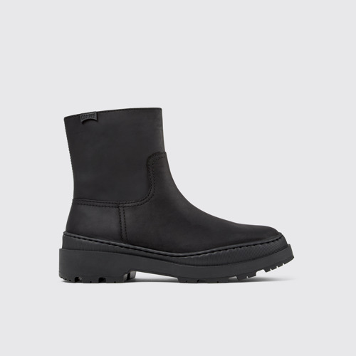 Side view of Brutus Trek Black nubuck boots for women