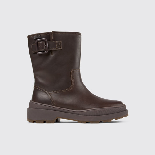 Side view of Brutus Trek Brown nubuck boots for women