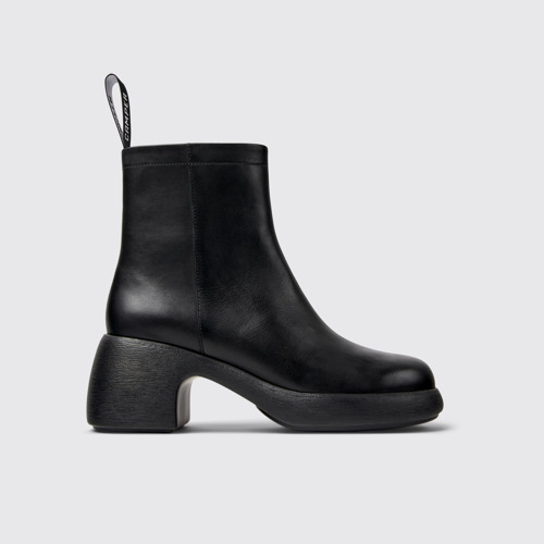 Image of Side view of Thelma Black Leather Boots for Women