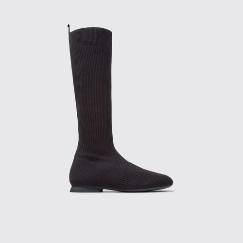 Side view of Casi Myra - TENCEL Black TENCEL™ Lyocell High Boots for Women.