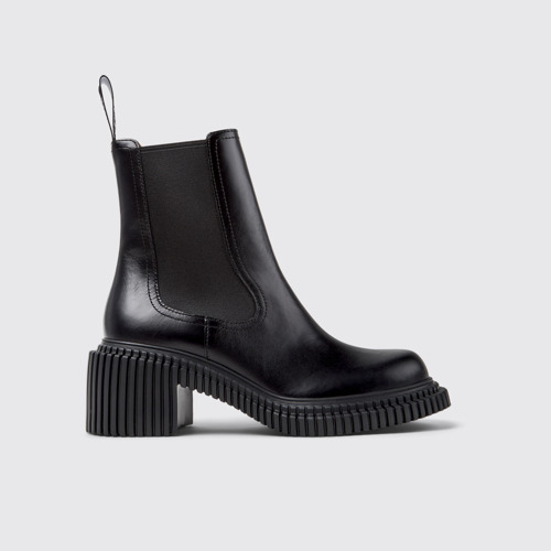 Pix London Botas de media caña de piel negra para mujer.