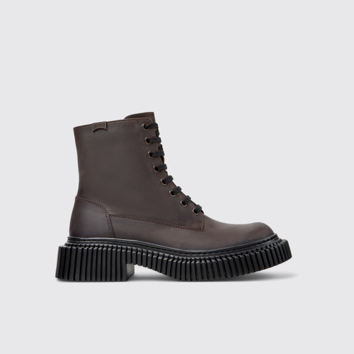 Side view of Pix Berlin Brown Nubuck Mid Boots for Women.