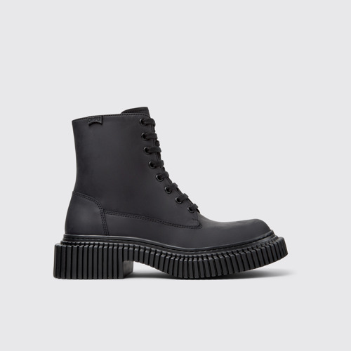 Image of Pix Berlin Botas de media caña de nobuk negro para mujer.