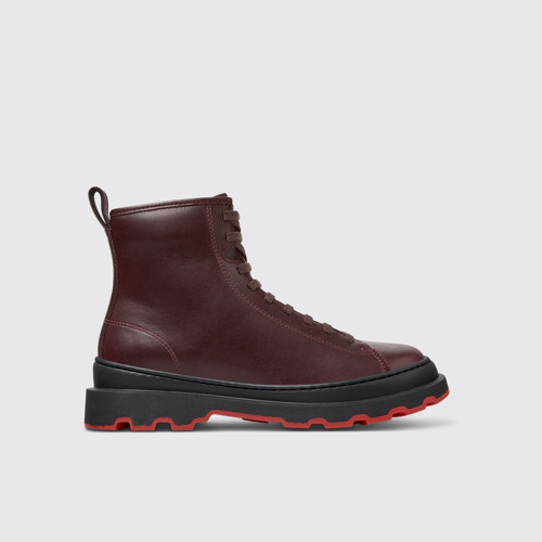 Side view of Brutus+ Burgundy Leather Mid Boots for Women.