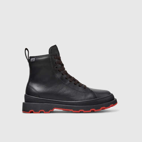 Side view of Brutus+ Black Leather Mid Boots for Women.