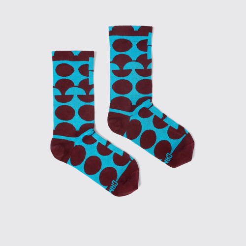 Image of Side view of Sox Socks Burgundy and blue socks
