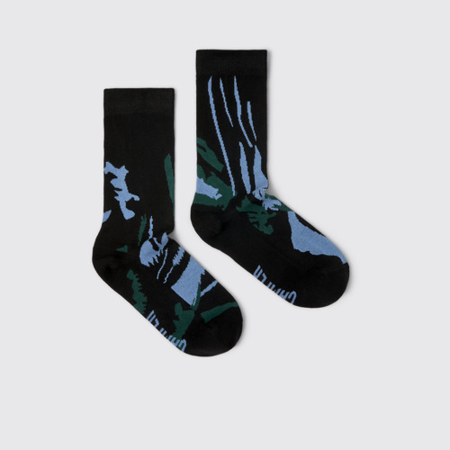 Side view of Socks Black mid-length socks