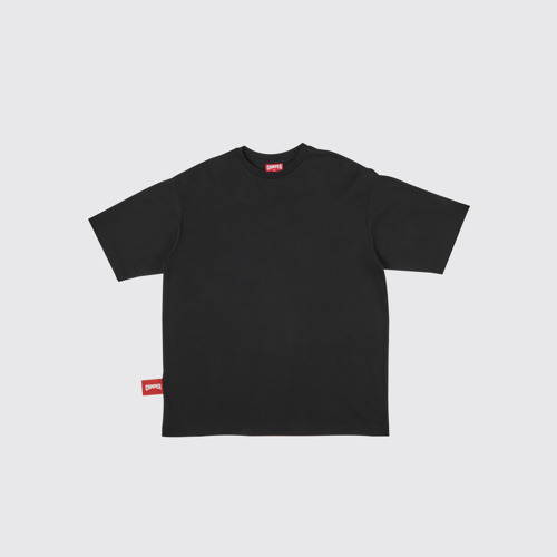 Image of Side view of T-Shirt Black T-shirt with horse print at back