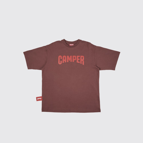 Side view of T-Shirt Burgundy T-shirt with Camper logo