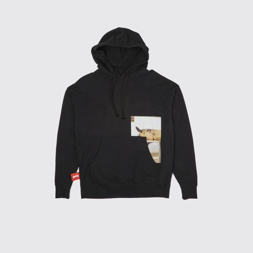 Image of Side view of Hoodie Black hoodie with horse print