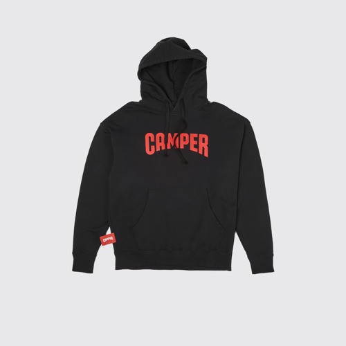 Image of Side view of Hoodie Black hoodie with Camper logo