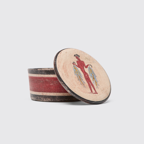Image of Side view of Minoan-style box Handmade and hand-painted box