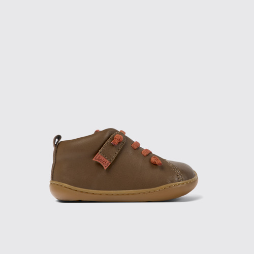 Image of Side view of Peu Brown leather shoes for kids