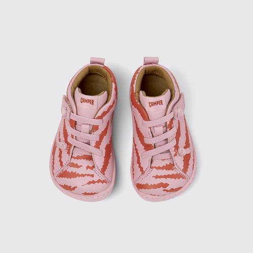 Overhead view of Twins Multicolor Leather Ankle Boots for Kids.