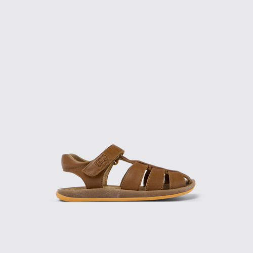 Image of Side view of Bicho Brown Leather Sandal