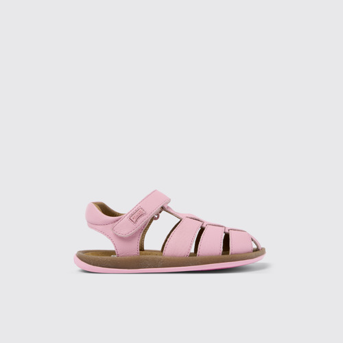 Side view of Bicho Pink Leather Sandal