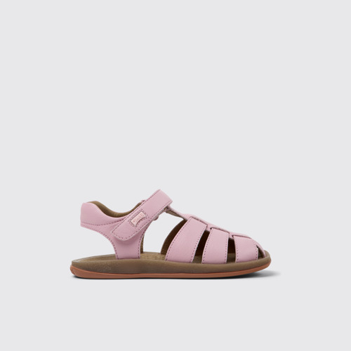 Image of Bicho Sandales fermées en cuir rose pour enfant.