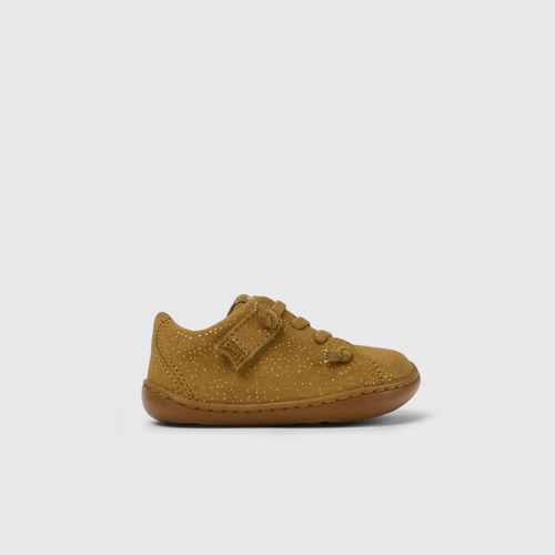 Image of Peu Zapatos de nubuck cafés con efecto brillo para niños