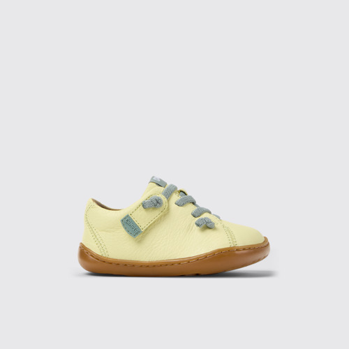 Image of Peu Yellow Leather Kids' Shoes. modelin yandan görünümü