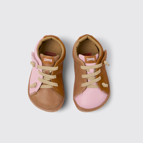 Image of Overhead view of Twins Multicolor Leather Shoes for Kids.