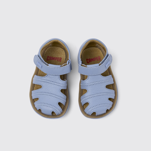 Image of Overhead view of Bicho Blue Leather Sandal