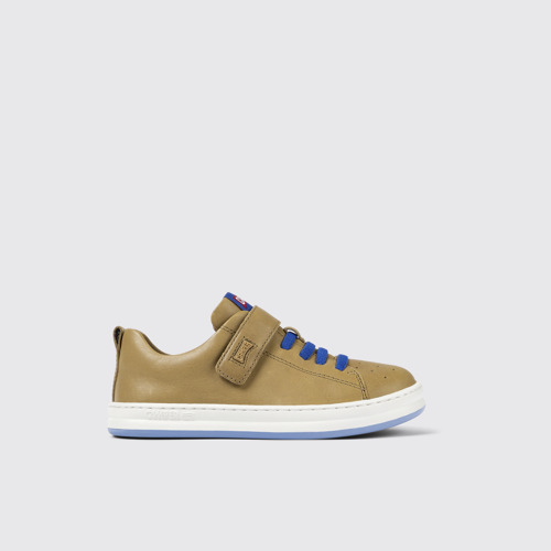 Image of Side view of Runner Brown Leather Sneaker