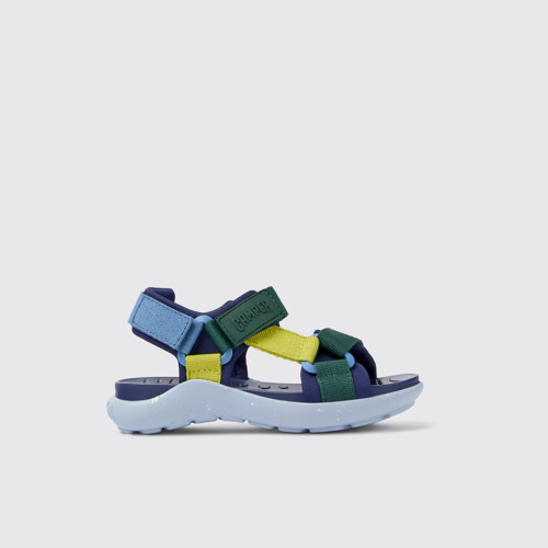 Image of Side view of Wous Multicolored textile sandals for kids