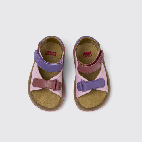 Image of Overhead view of Twins Multicolored Leather 2-Strap Sandal