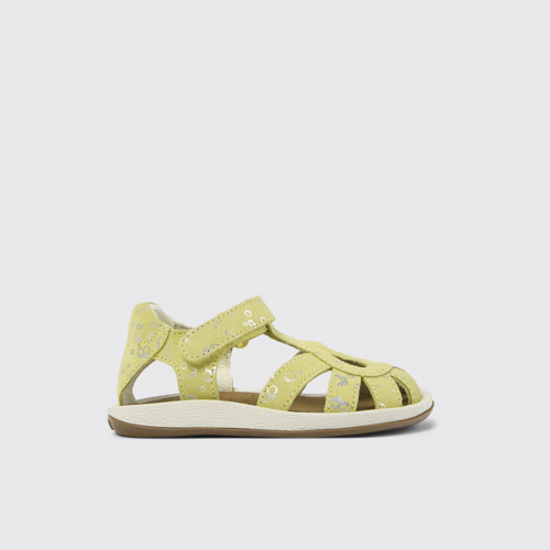 Image of Side view of Bicho Yellow Nubuck Sandal