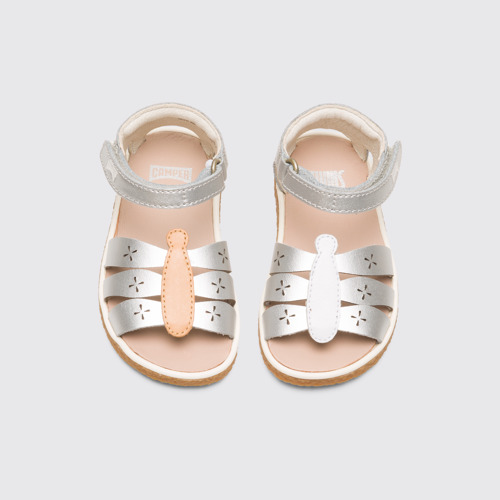 Overhead view of Twins Girl’s silver sandal