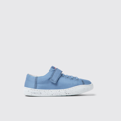 Image of Side view of Peu Touring Blue textile shoes for kids