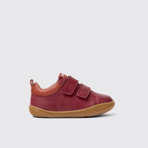 Image of Side view of Peu Burgundy leather shoes for kids