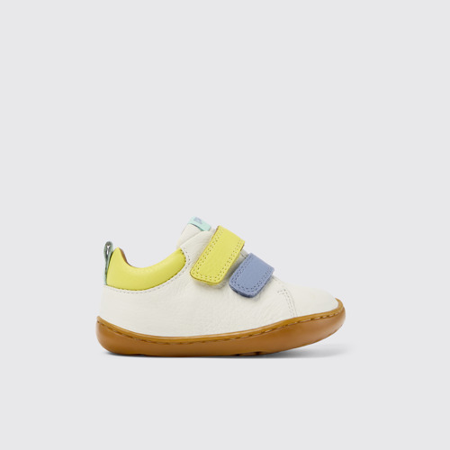 Image of Side view of Peu White Leather Sneaker