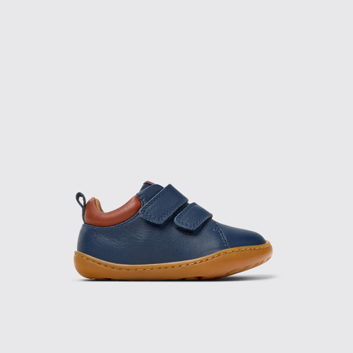 Side view of Peu Blue Leather Sneaker for kids