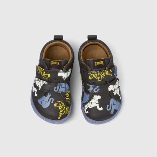 Overhead view of Twins Multicolor Leather Sneakers for Kids.