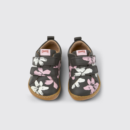 Overhead view of Twins Multicolor Leather Sneakers for Kids.