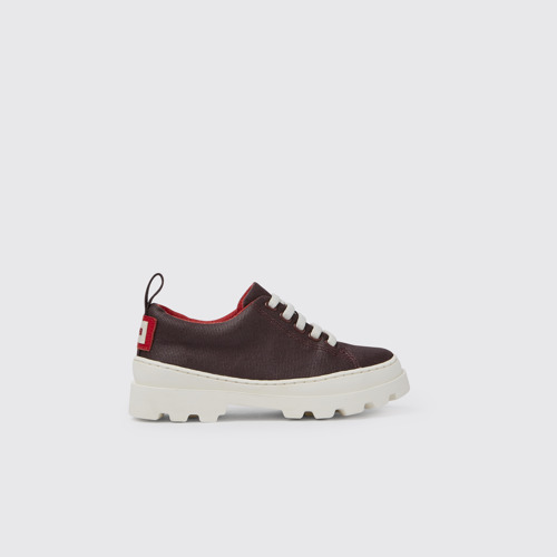 Side view of Brutus Burgundy organic cotton shoes for kids