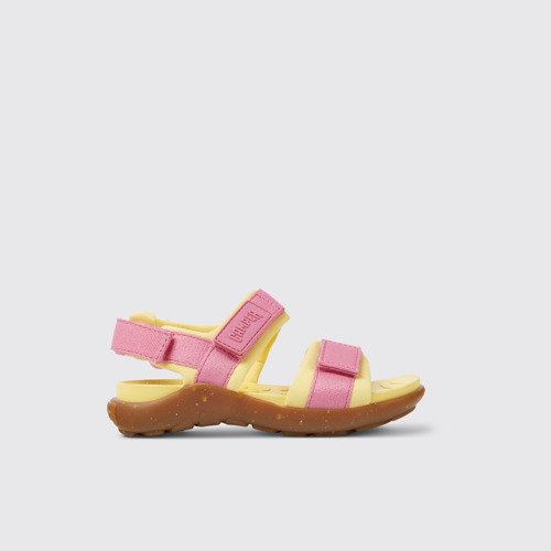 Image of Side view of Wous Multicolored textile sandals for kids