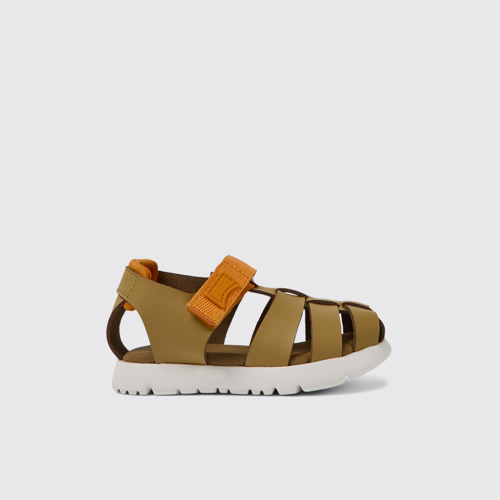 Image of Side view of Oruga Brown leather sandals
