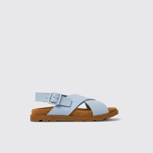 Image of Side view of Brutus Sandal Blue leather sandals for kids
