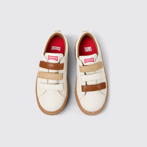 Image of Overhead view of Twins Multicolor Leather Sneakers for Kids.