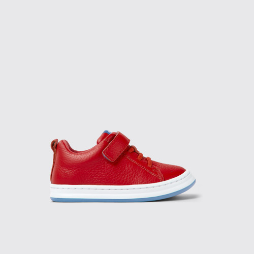 Image of Side view of Runner Red leather sneakers for kids