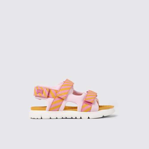 Side view of Oruga Multicolored textile sandals for kids