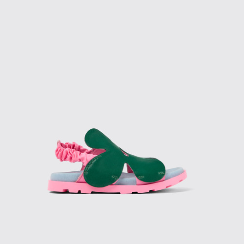 Image of Brutus Sandal Sandalias verdes y rosas de piel para niños