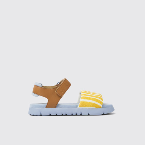 Image of Oruga Sandalias multicolores de tejido y piel para niños
